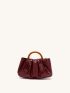 Crocodile Embossed Top Handle Ruched Bag