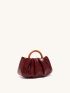Crocodile Embossed Top Handle Ruched Bag