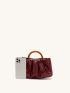 Crocodile Embossed Top Handle Ruched Bag