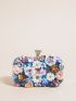 Mini Bead & Flower Decor Chain Box Bag