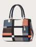 Plaid Pattern Satchel Bag, Stylish Colorblock Double Handle Purse, Women's Fashion Crossbody Bag, Mothers Day Gift For Mom