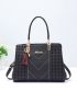 Tassel Decor Letter Graphic Satchel Bag, Mothers Day Gift For Mom