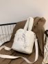 Mini Letter Embroidery Fluffy Bucket Bag