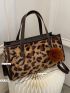 Leopard Pattern Square Bag With Bag Charm