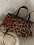 Leopard Pattern Square Bag With Bag Charm