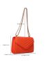 Mini Neon Orange Chevron Quilted Chain Flap Square Bag