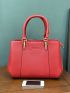 Letter & Litchi Embossed Satchel Bag