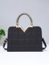 Argyle Embossed Square Handbag, Elegant PU Crossbody Bag, Women's Top Handle Purse, Mothers Day Gift For Mom