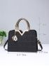 Argyle Embossed Square Handbag, Elegant PU Crossbody Bag, Women's Top Handle Purse, Mothers Day Gift For Mom