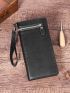 Minimalist Long Wallet Zipper Black Pu