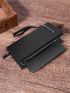 Minimalist Long Wallet Zipper Black Pu