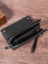Minimalist Long Wallet Zipper Black Pu