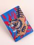 X Magdalena Parfieniuk Leaf & Tiger Pattern Passport Case