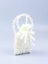 Mini Faux Pearl Decor Hollow Out Satchel Bag