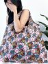 Cartoon Graphic Shopper Bag Large-capacity Portable Tote Shoulder Bag, Print Foldable Shopping Bag, Reusable Organizer
