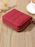 Quilted Detail Zip Around Small Wallet