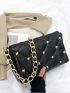 Quilted Studded Decor Flap Chain Square Bag