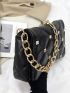 Quilted Studded Decor Flap Chain Square Bag