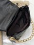 Quilted Studded Decor Flap Chain Square Bag