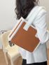 Contrast Binding Shoulder Tote Bag