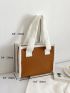 Contrast Binding Shoulder Tote Bag