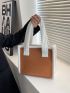 Contrast Binding Shoulder Tote Bag