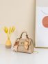 Mini Random Pattern Twilly Scarf Decor Twist Lock Flap Chain Square Bag