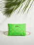 Neon Orange Quilted Metal Decor Square Bag
