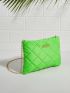 Neon Orange Quilted Metal Decor Square Bag