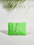 Neon Orange Quilted Metal Decor Square Bag
