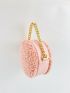 Mini Chain Decor Fuzzy Circle Bag