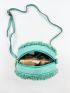 Mini Chain Decor Fuzzy Circle Bag