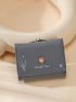 Letter Graphic Faux Pearl & Shell Decor Small Wallet