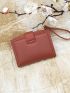 Metal Detail Snap Button Small Wallet With Wristlet