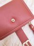 Metal Detail Snap Button Small Wallet With Wristlet