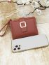 Metal Detail Snap Button Small Wallet With Wristlet