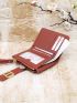 Metal Detail Snap Button Small Wallet With Wristlet