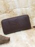 Snakeskin Embossed Metal Decor Long Wallet