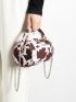 Mini Cow Pattern Chain Bucket Bag