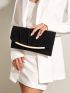 Neon Red Metal Decor Flap Envelope Bag