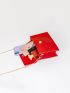 Mini Neon Red Chain Flap Square Bag