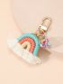 Clear Ball & Rainbow Decor Bag Charm Unique Rainbow Macrame Handmade Keychain Perfect Accessory for Your Bag or Purse