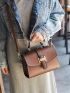 Metal Decor Top Handle Flap Square Bag