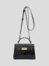 evolu  Crocodile Embossed Square Bag