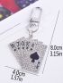 Rhinestone Decor Bag Charm Playing Card Pendant Cool Street Hip Hop Punk Keychain