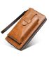 Brown Long Wallet PU Stitch Detail