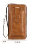 Brown Long Wallet PU Stitch Detail