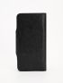 Litchi Embossed Long Wallet Black With Snap Button