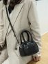 Mini Studded Decor Double Handle Square Bag