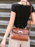Metal Decor Vintage Design Flap Square Bag